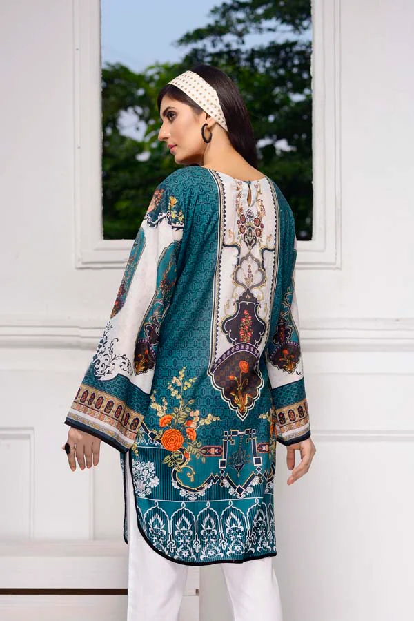 Blue Dianne - Digital Embroidered Stitched Lawn Kurti - Image 3