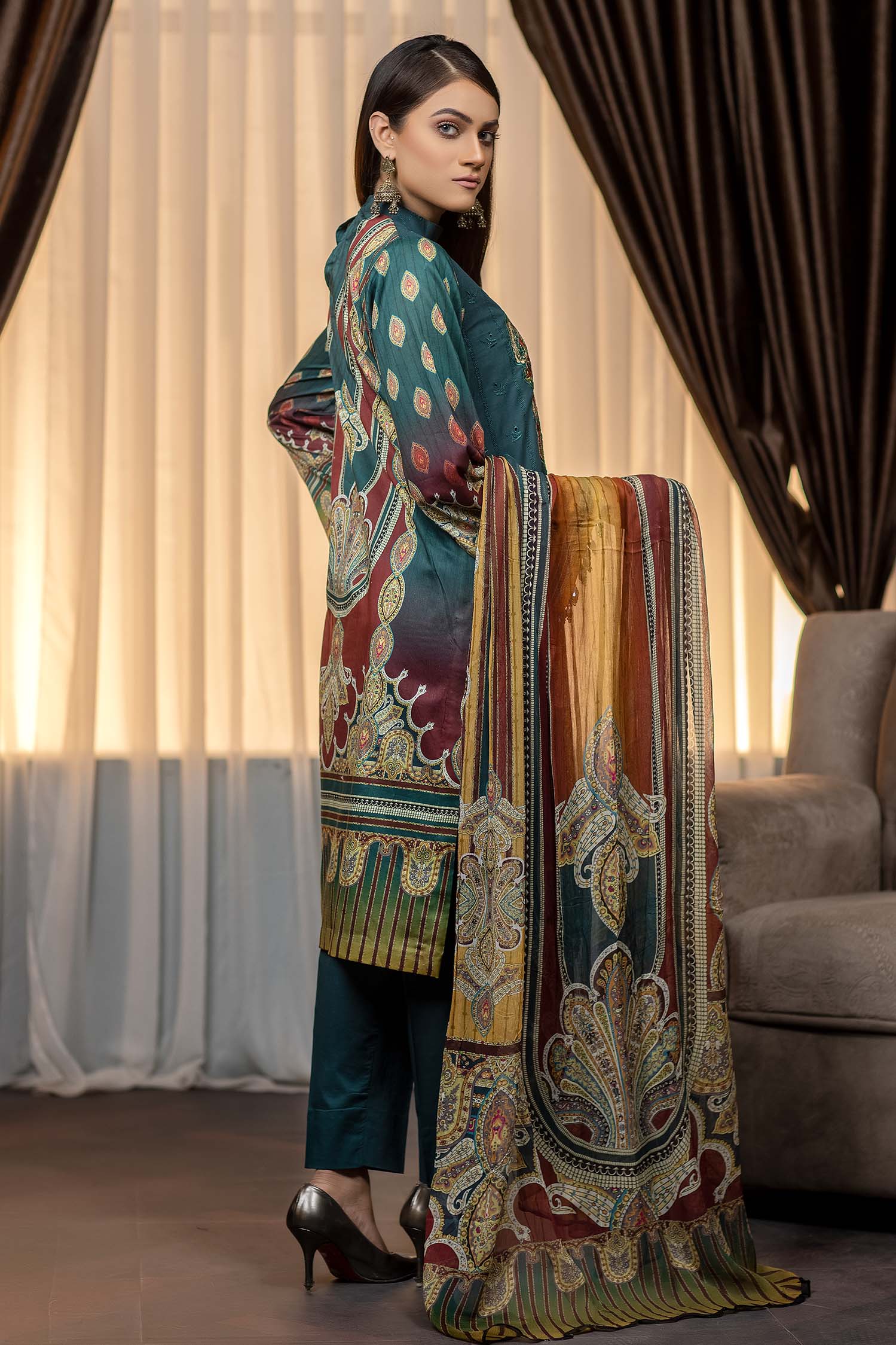 Blue Dianne - Embroidered & Printed Lawn - Image 2