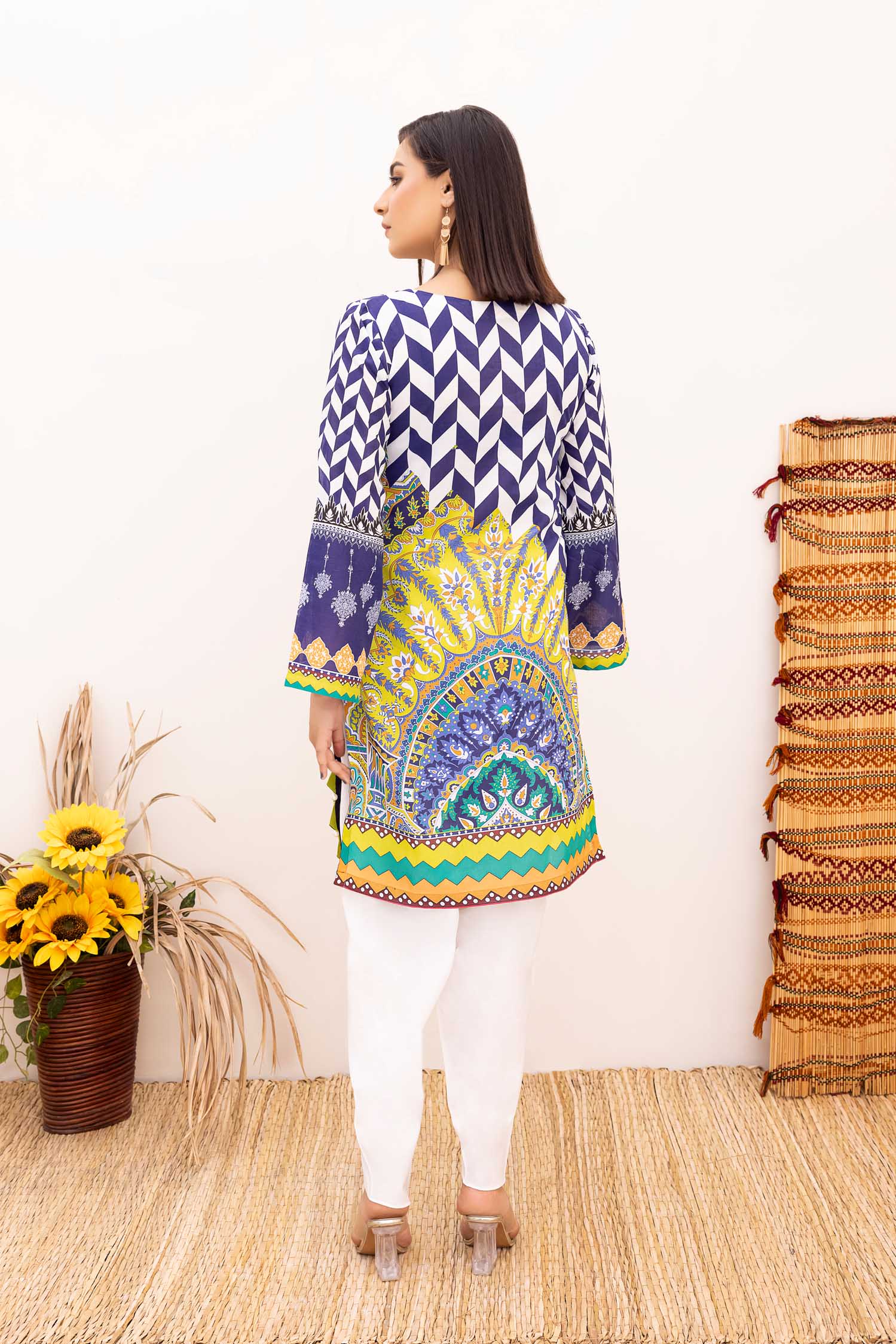 Blue Fed - Digital Printed Stitched Lawn Kurti - Image 2