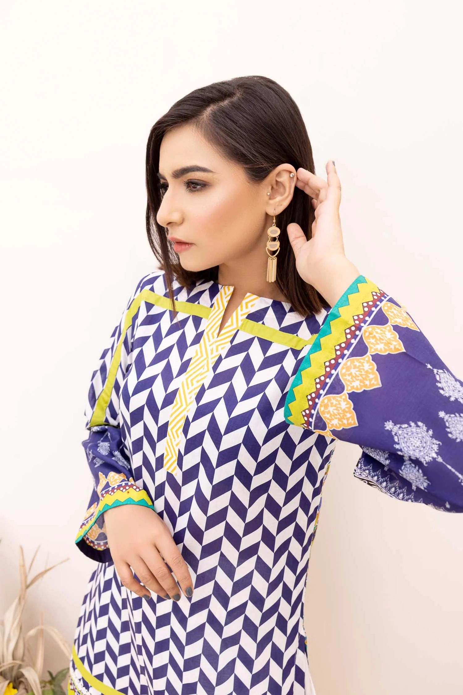 Blue Fed - Digital Printed Stitched Lawn Kurti - Image 3