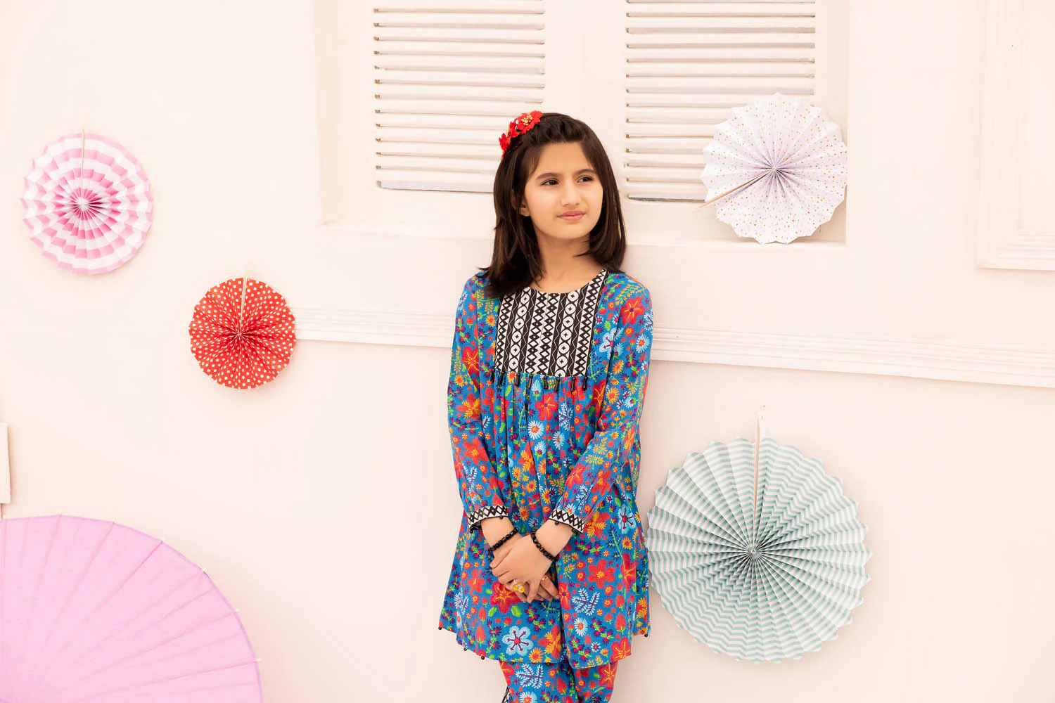 Blue Flowers - Stitched Printed Lawn 2PC - Image 3