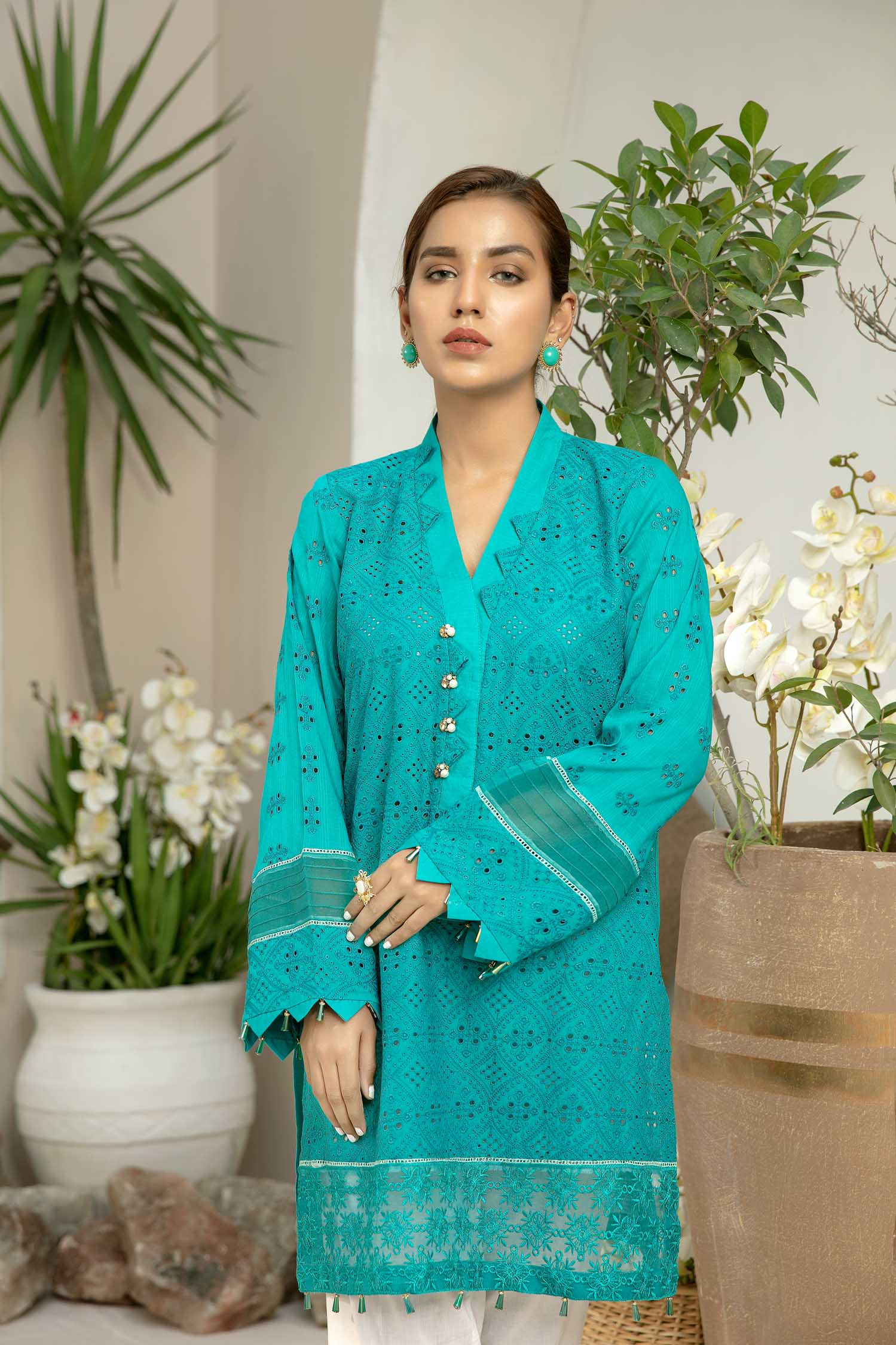 Blue Lagoon - Embroidered Schiflli Lawn Stitched - Image 2