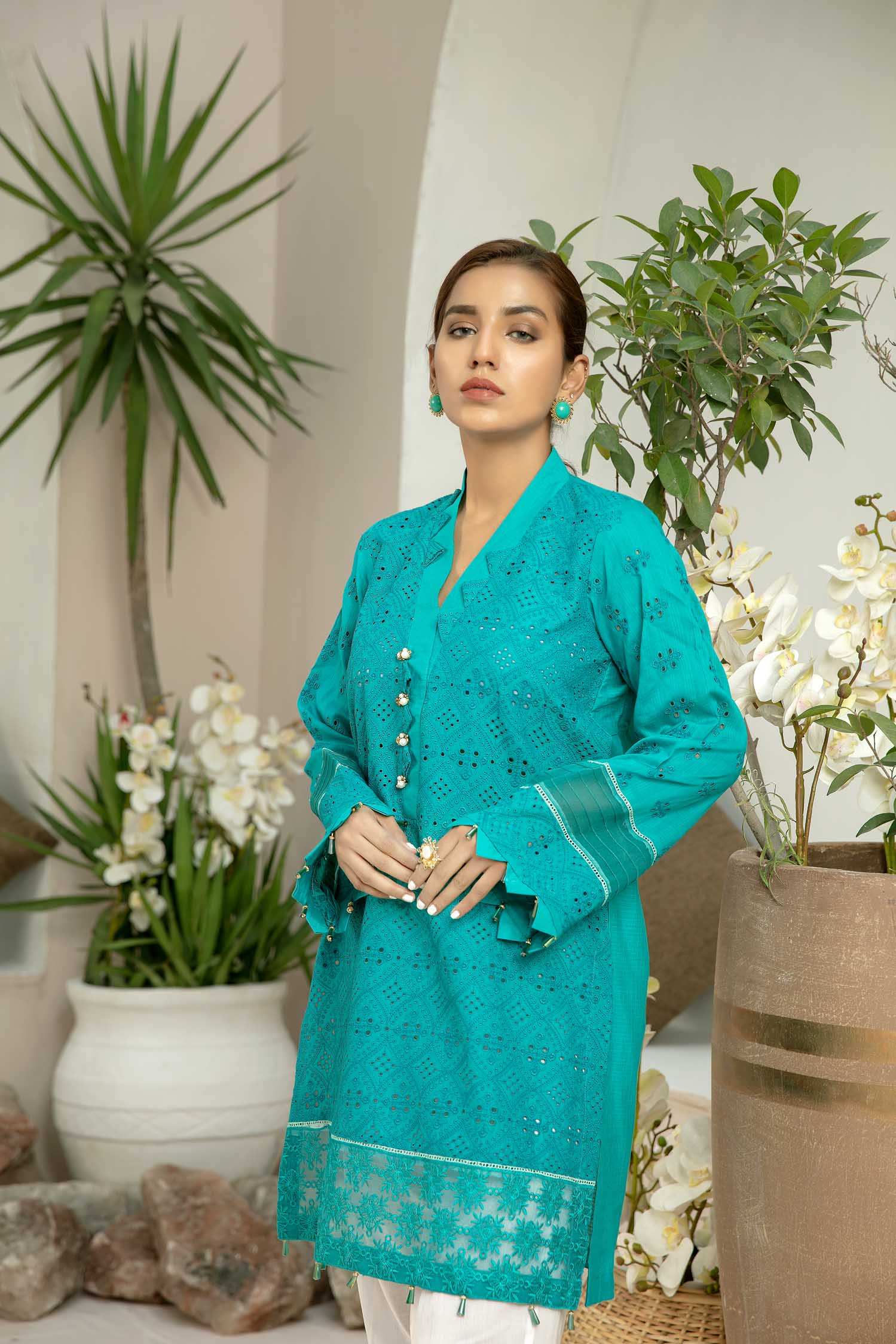 Blue Lagoon - Embroidered Schiflli Lawn Stitched - Image 3