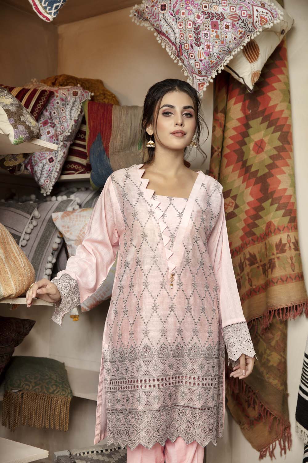 Blush - Embroidered Chikankari Stitched Kurti - Image 2