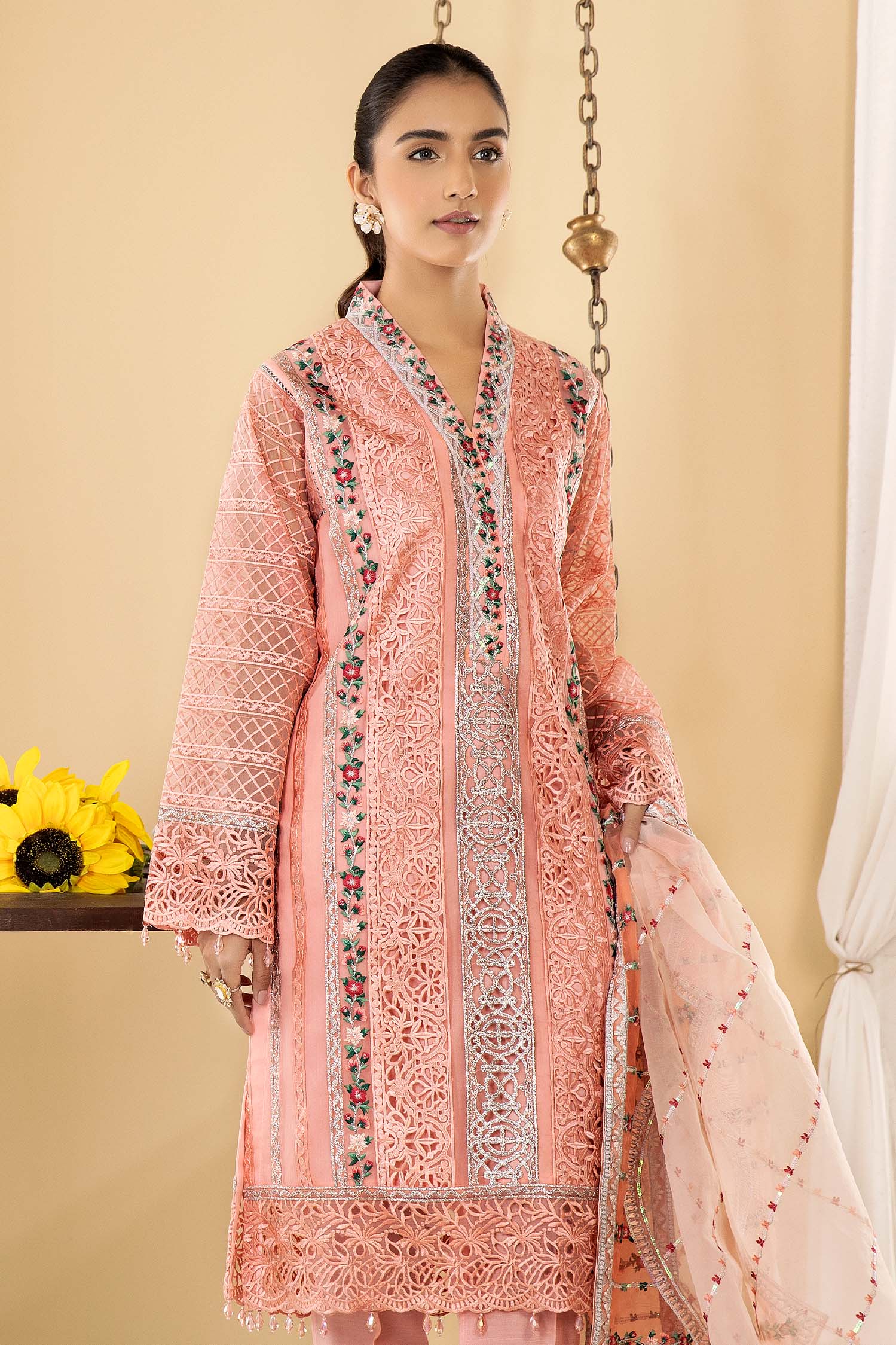 Blush - Stitched Embroidered Organza - Image 3