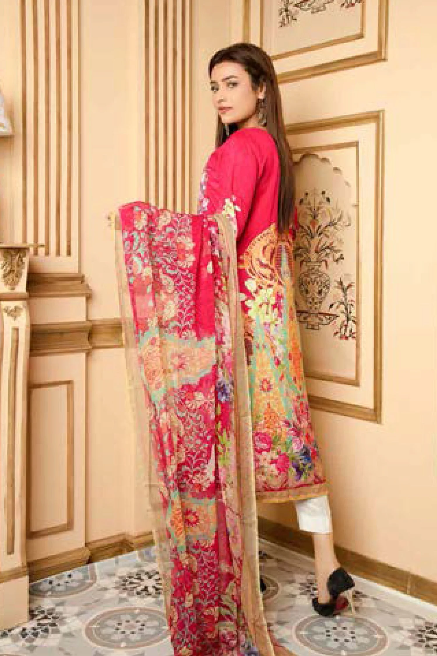 Boilen - Digital Printed and Embroidered Linen 3PC - Image 3