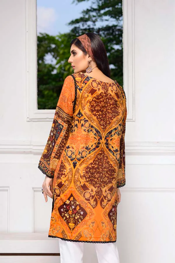 Bourbon - Digital Embroidered Stitched Lawn Kurti - Image 3