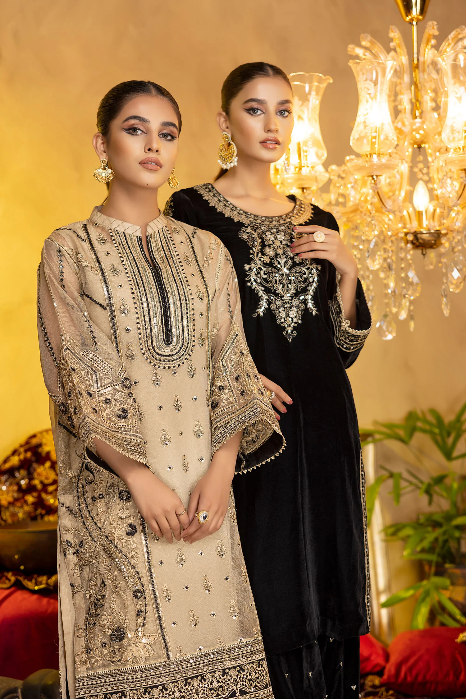 Bowdered - Embroidered Zari Net  Stitched 2PC - Image 5