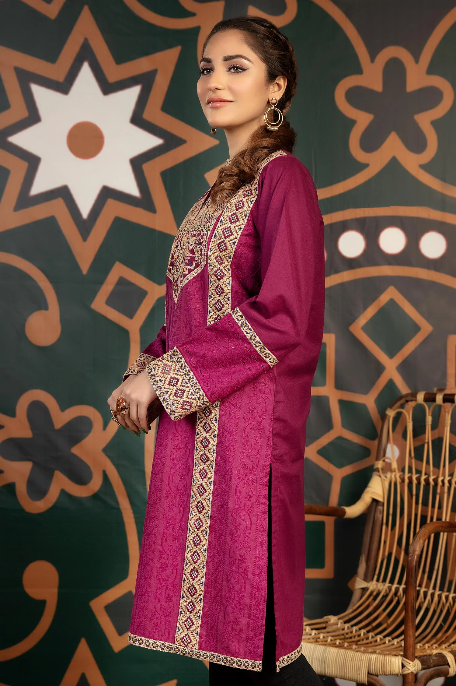 Brandy Rose - Exclusive Embroidered Lawn Stitch Kurti - Image 2