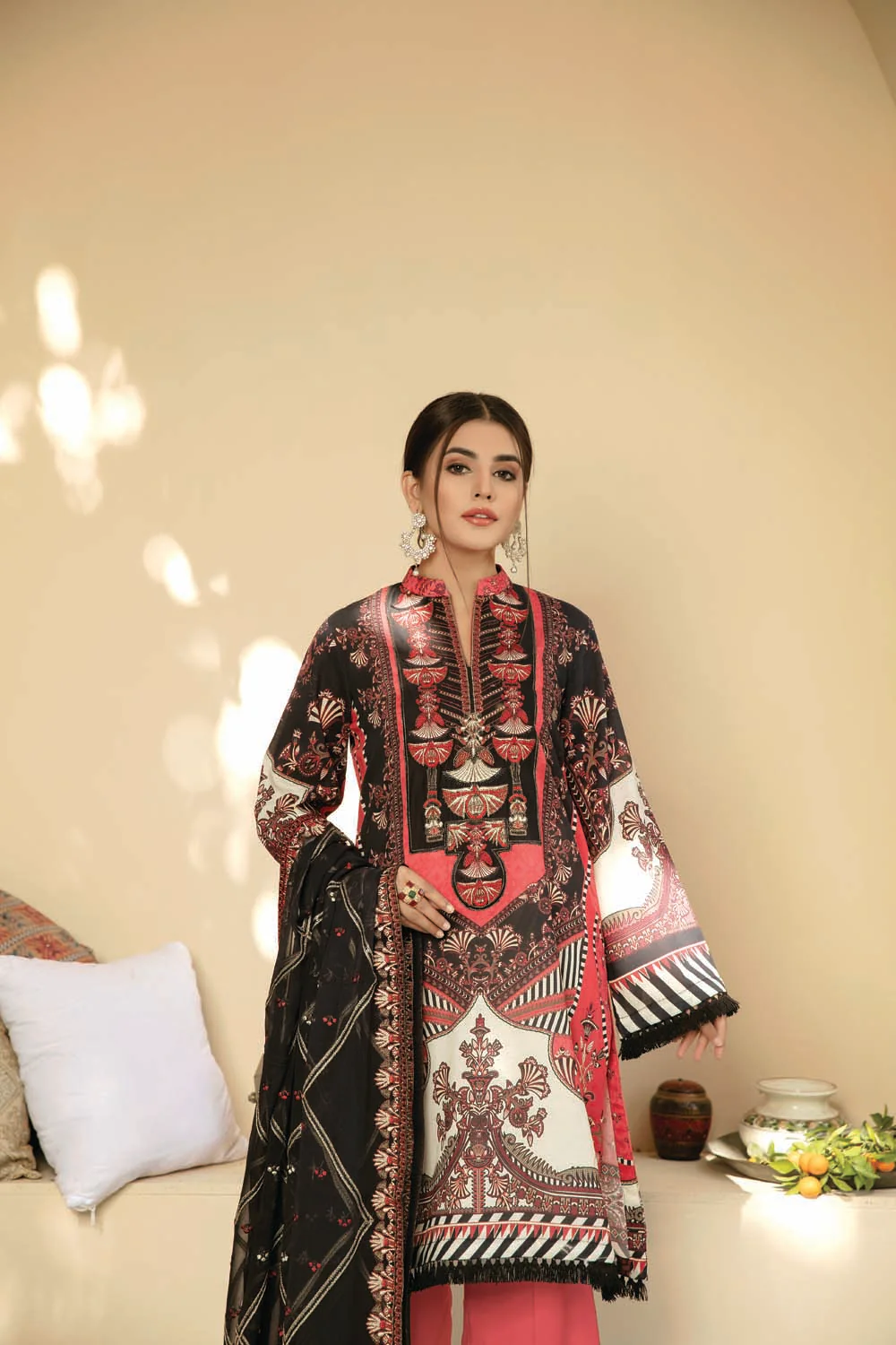 Brezil - Digital Printed And Embroidered Suvic Lawn - Image 3