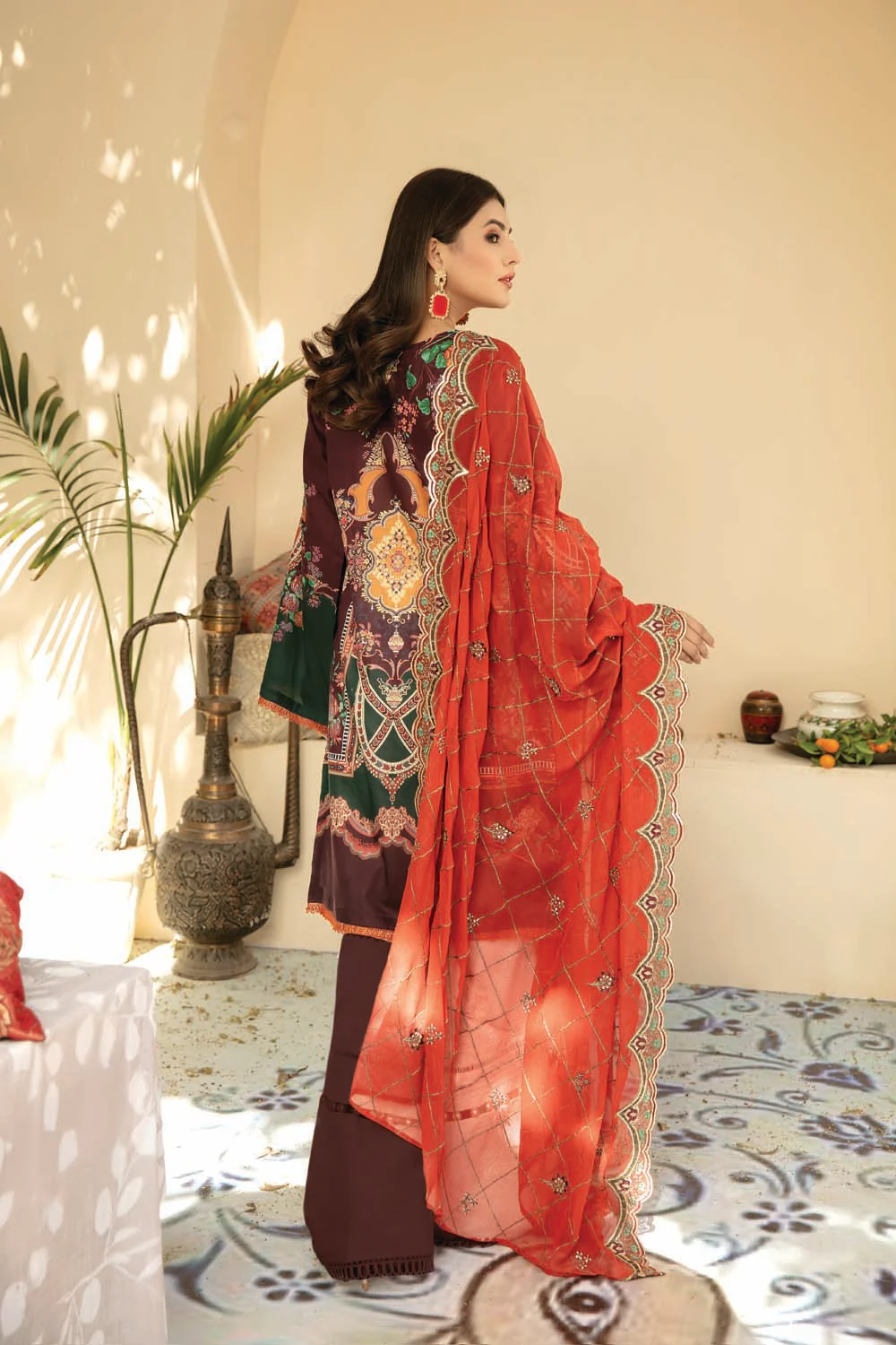 Brick Bliss - Digital Printed And Embroidered Suvic Lawn - Image 3