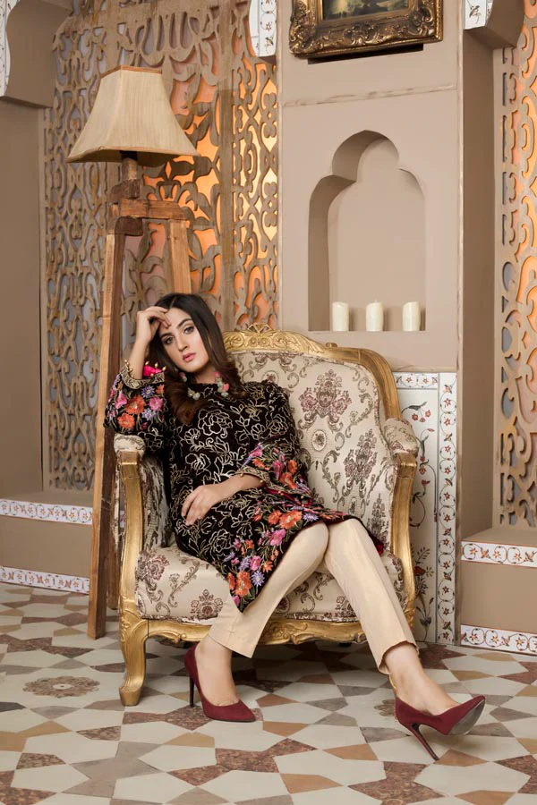 Brown 02 -  Embroidered Velvet Un Stitched (2 Piece) - Image 3