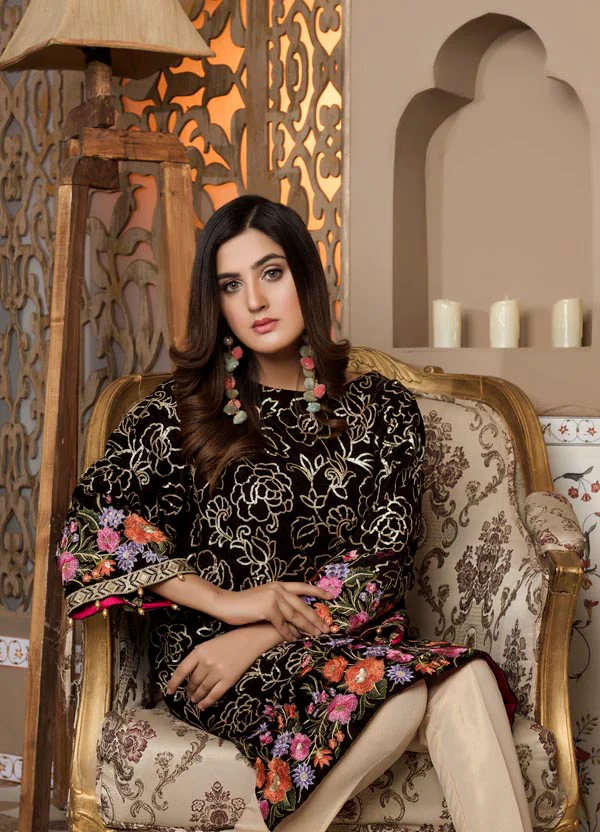 Brown 02 -  Embroidered Velvet Un Stitched (2 Piece) - Image 4