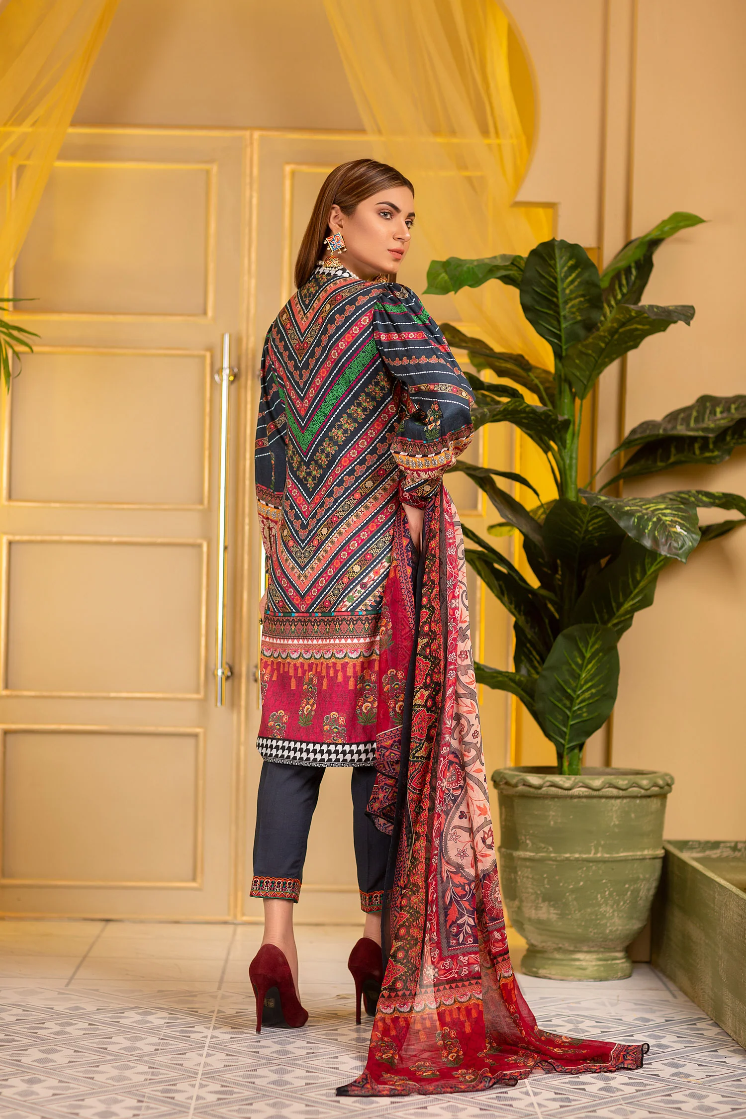 Brunello - Digital Printed and Embroidered Suvic Lawn 3PC - Image 2
