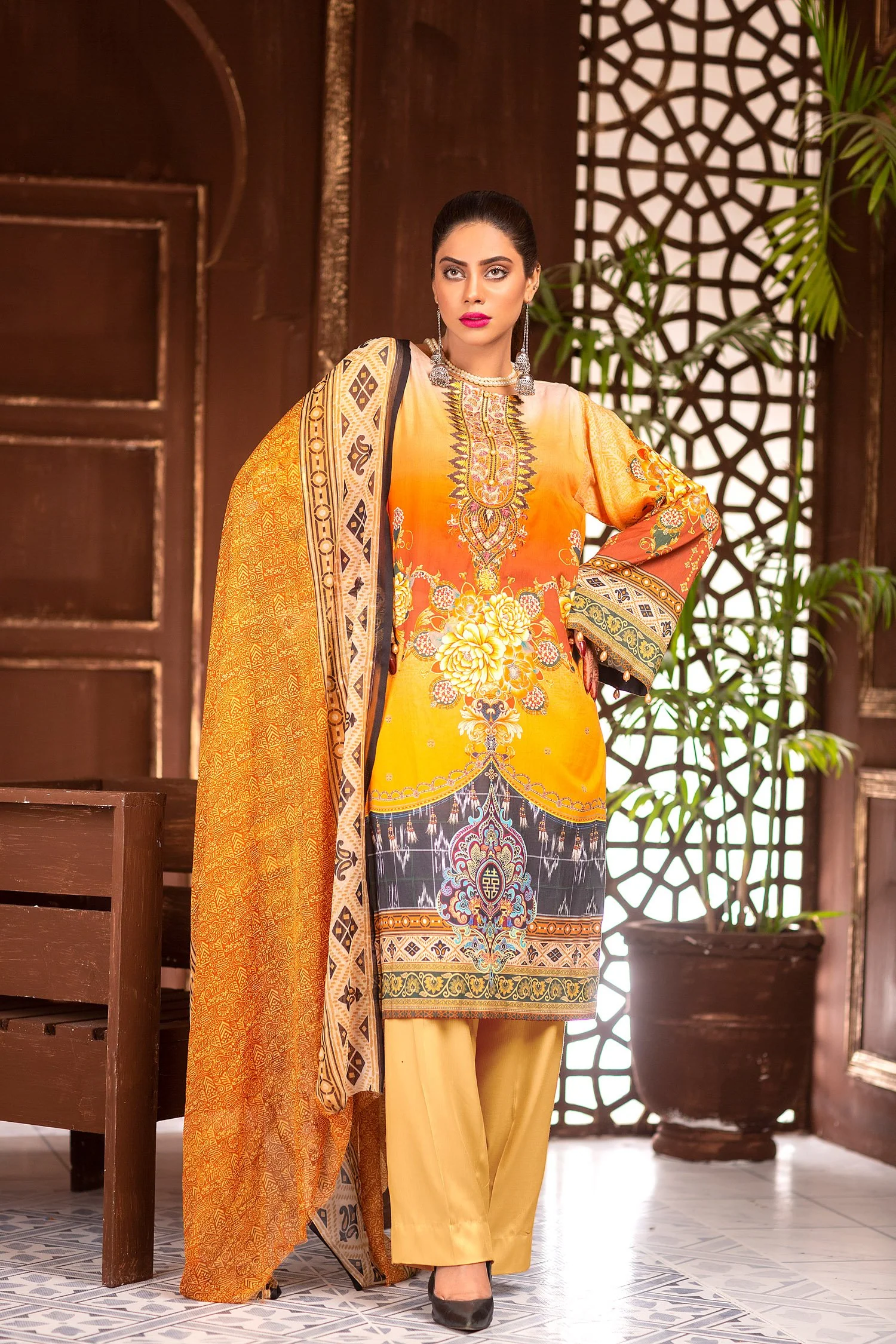 Burn Glow - Digital Printed & Embroidered Lawn Unstitch