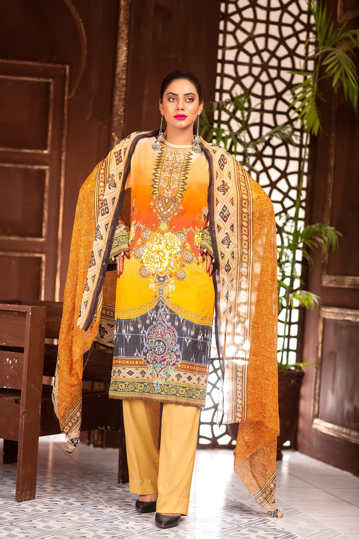 Burn Glow - Digital Printed & Embroidered Lawn Unstitch - Image 2