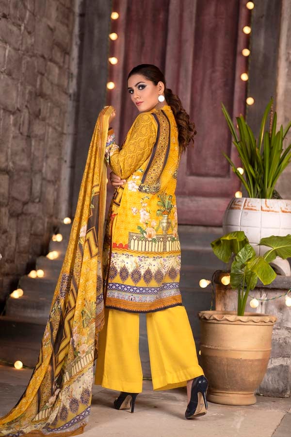 Cadmium Yellow - DIGITAL PRINTED & EMBROIDERED KARANDI 3PC - Image 2