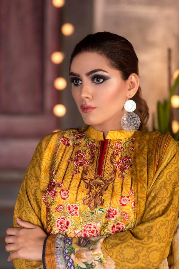 Cadmium Yellow - DIGITAL PRINTED & EMBROIDERED KARANDI 3PC - Image 3