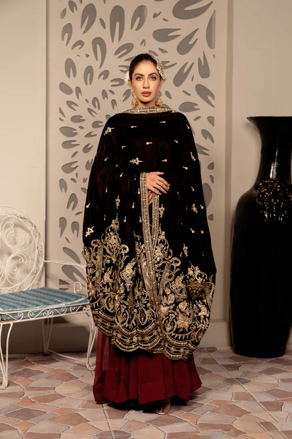 Calming - Embroidered Velvet Shawl