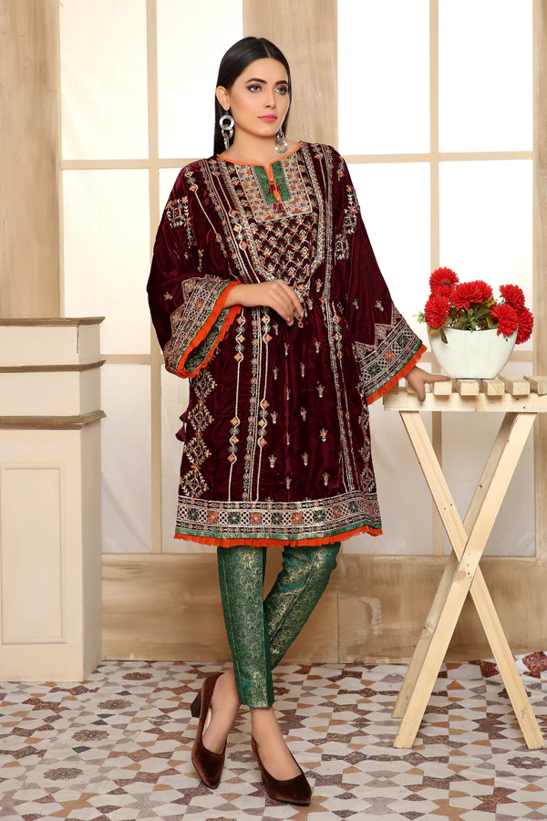 Calvert - Embroidered Velvet Unstitch 2PC