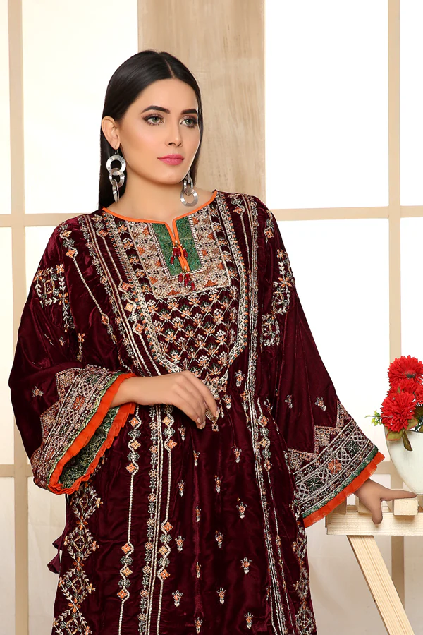Calvert - Embroidered Velvet Unstitch 2PC - Image 2