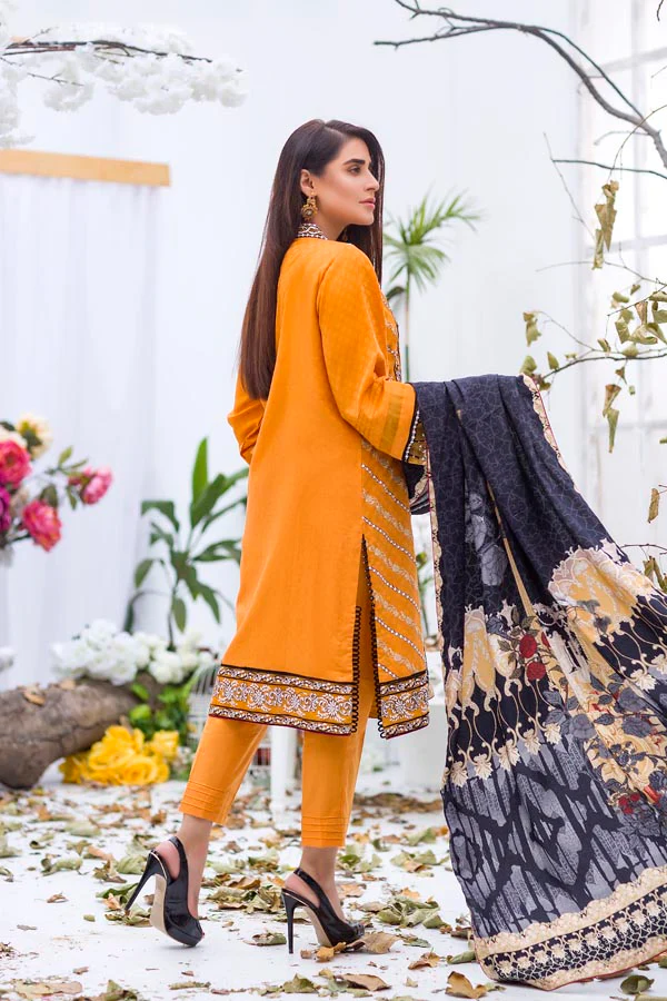Canary - Embroidered Viscose with Cotail Shawl (2 Piece) - Image 2