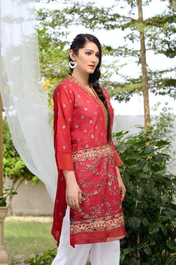 Carnation - Stitched Embroidered Swiss Shirt - Image 2