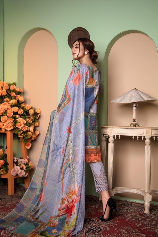 Carolina - Digital With Chikankari Lawn Unstitched 3 Piece - Image 2