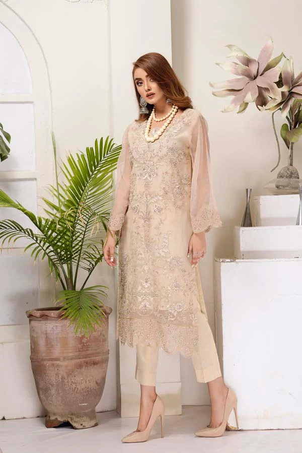 Cashmere - Hand Embellished Embroidered Organza 2 Piece - Image 3