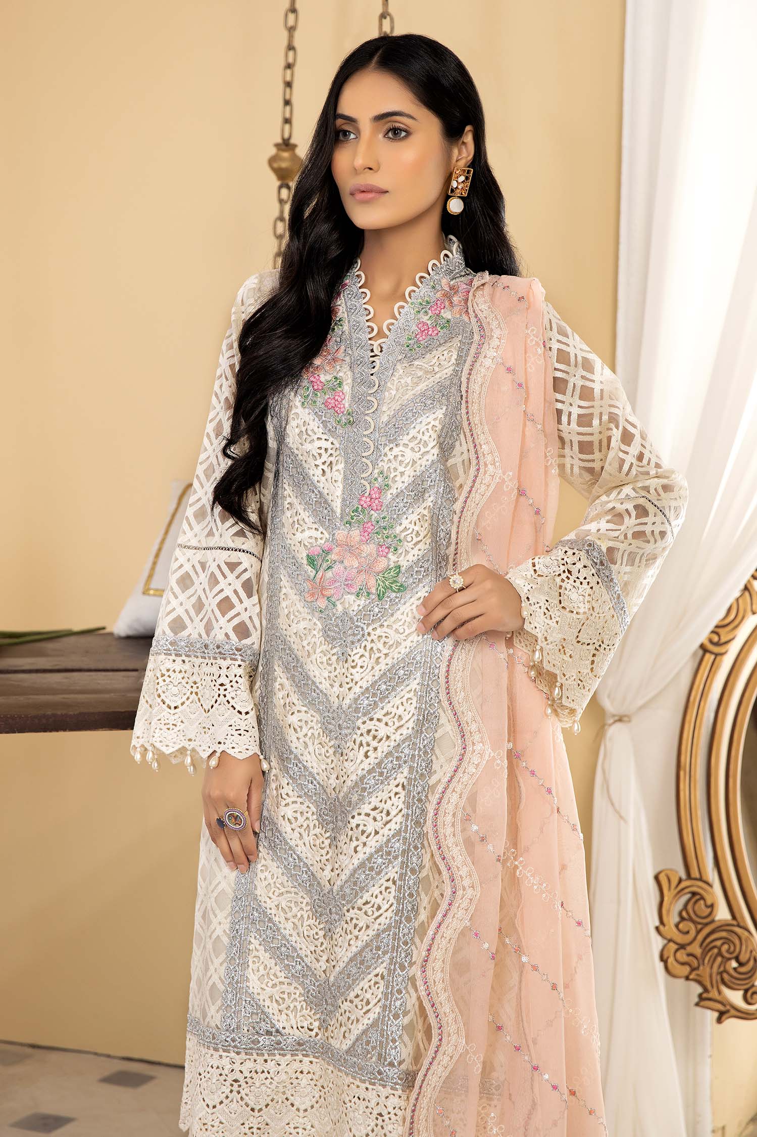 Cashmere - Stitched Embroidered Organza - Image 3