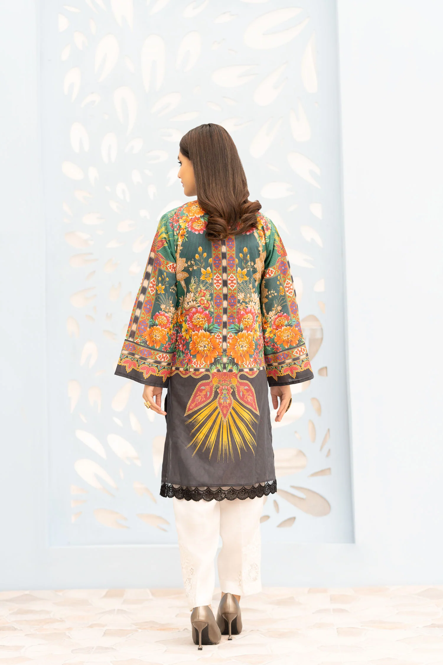 Cathin - Digital Printed Stitched Lawn Kurti - Image 2