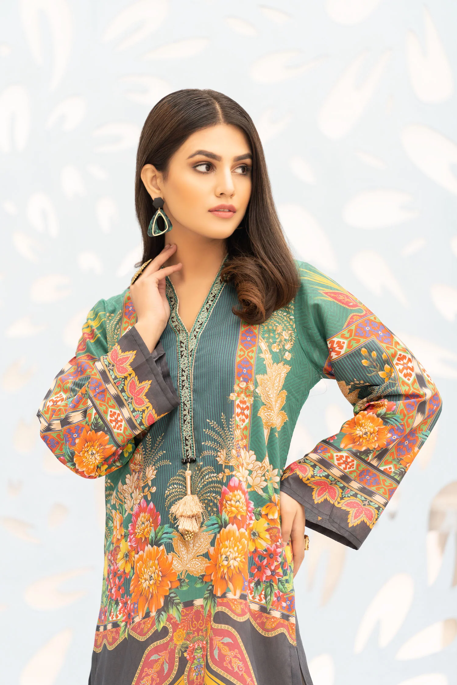 Cathin - Digital Printed Stitched Lawn Kurti - Image 3