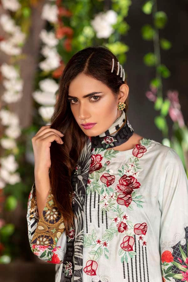 Cedar - Digital Printed & Embroidered Linen 3PC - Image 3