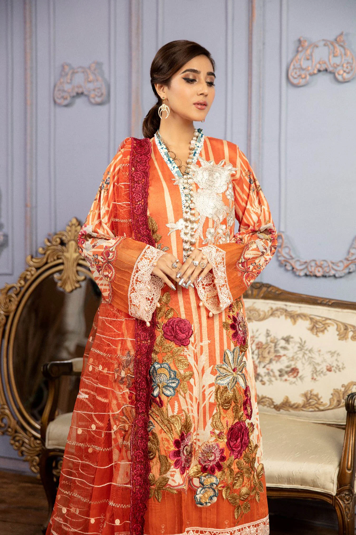 Cerise - Digital Printed & Schiffli Embroidered Lawn 3PC - Image 3