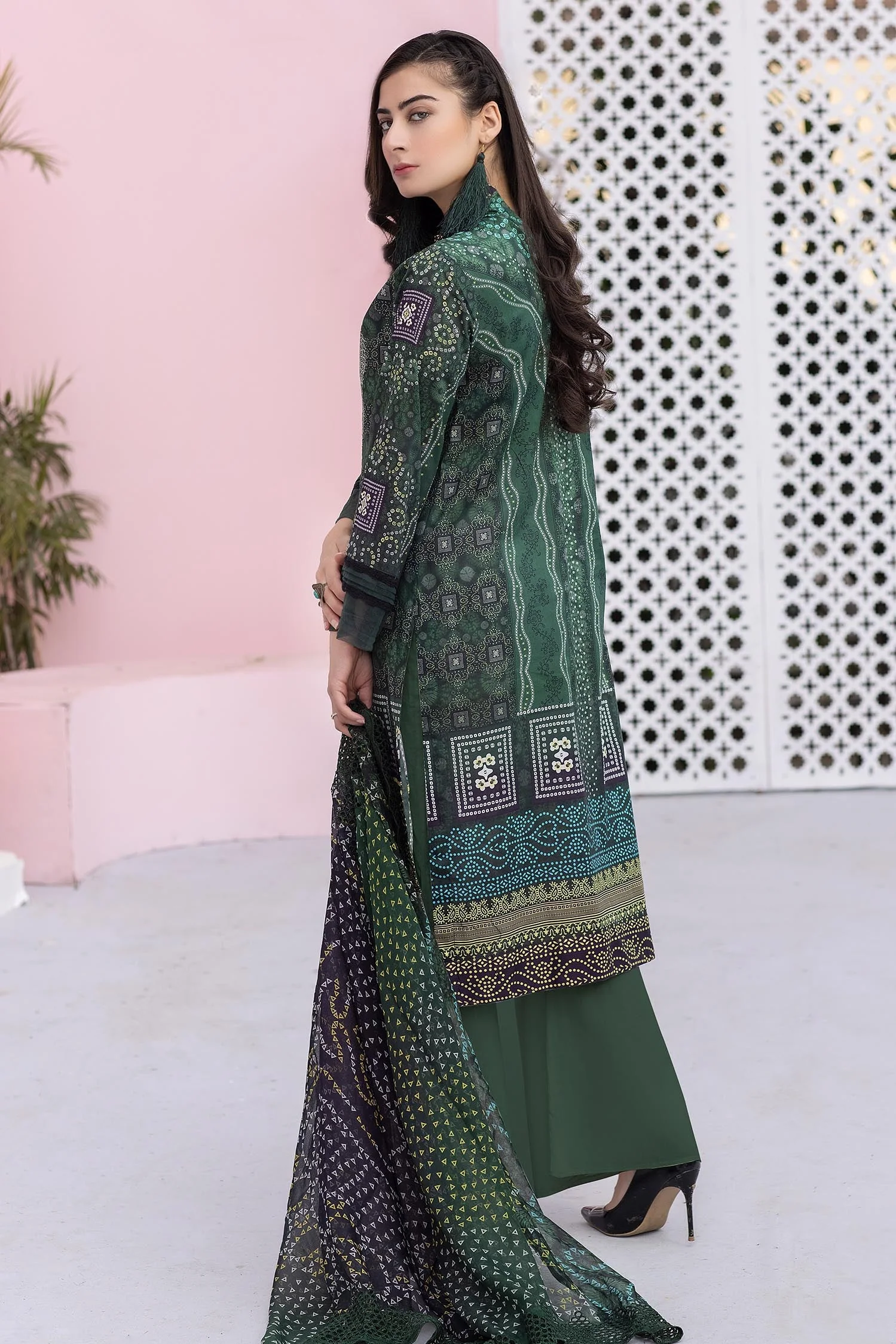 Charcoal - Digital Printed & Embroidered Lawn - Image 2
