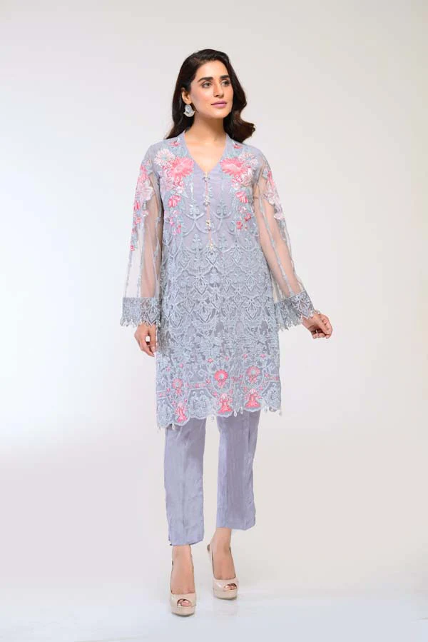 CHARM PEARL – EMBROIDERED NET 2 PIECE (UNSTITCH) - Image 4