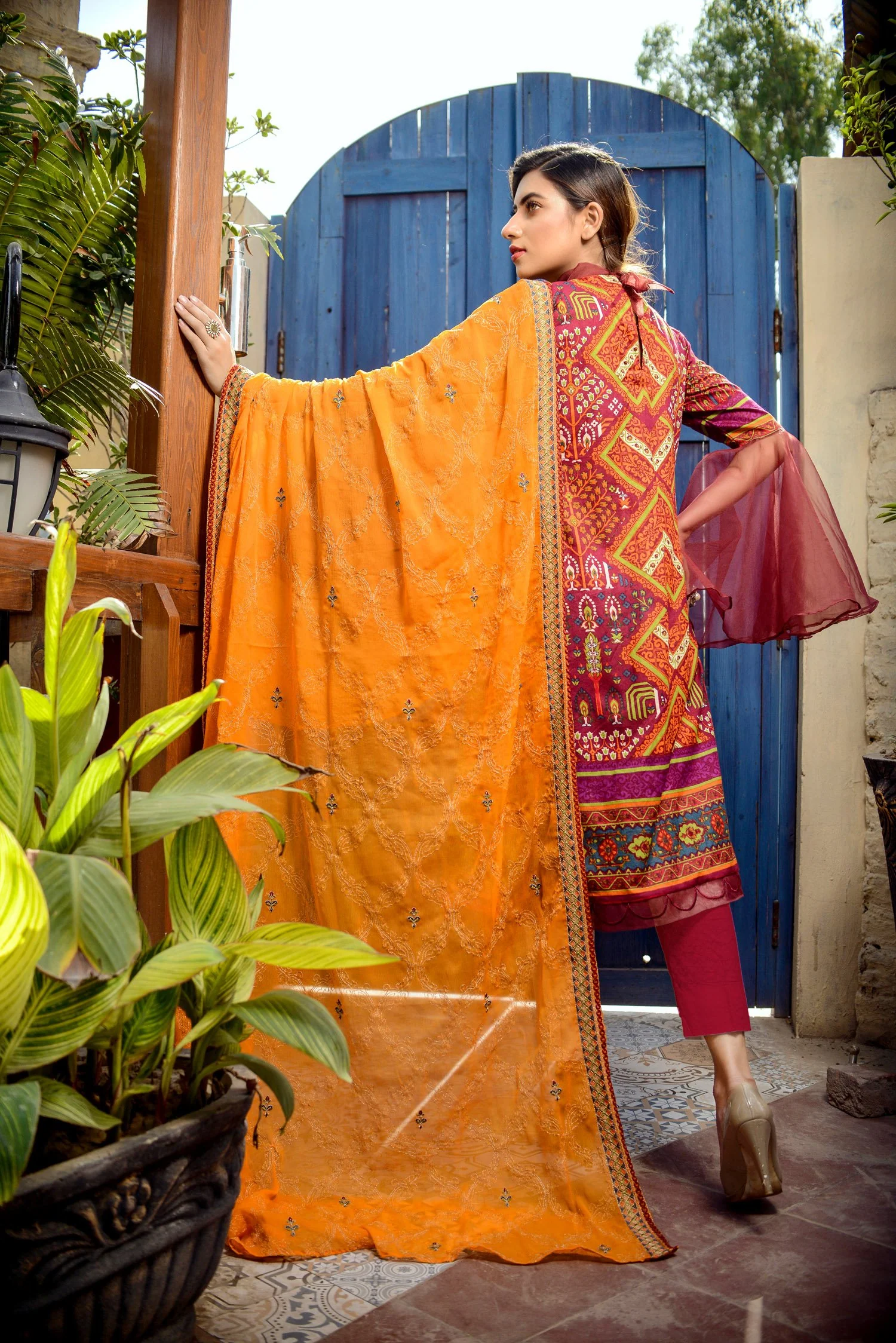 cherry - Printed and Embroidered Lawn 3PC - Image 2
