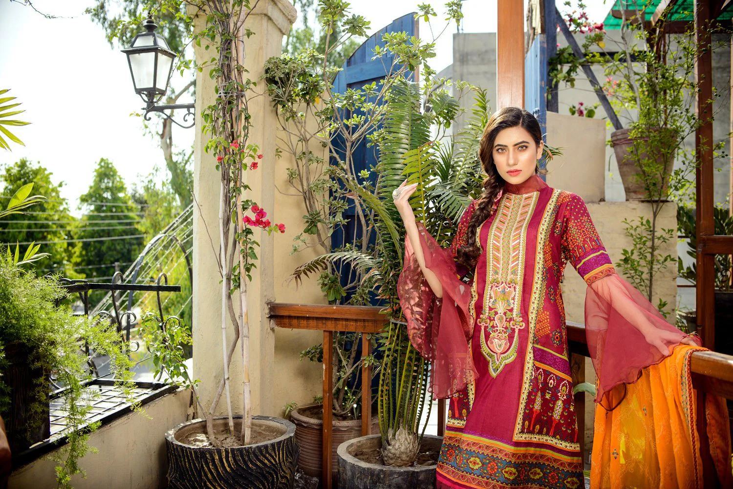 cherry - Printed and Embroidered Lawn 3PC - Image 4