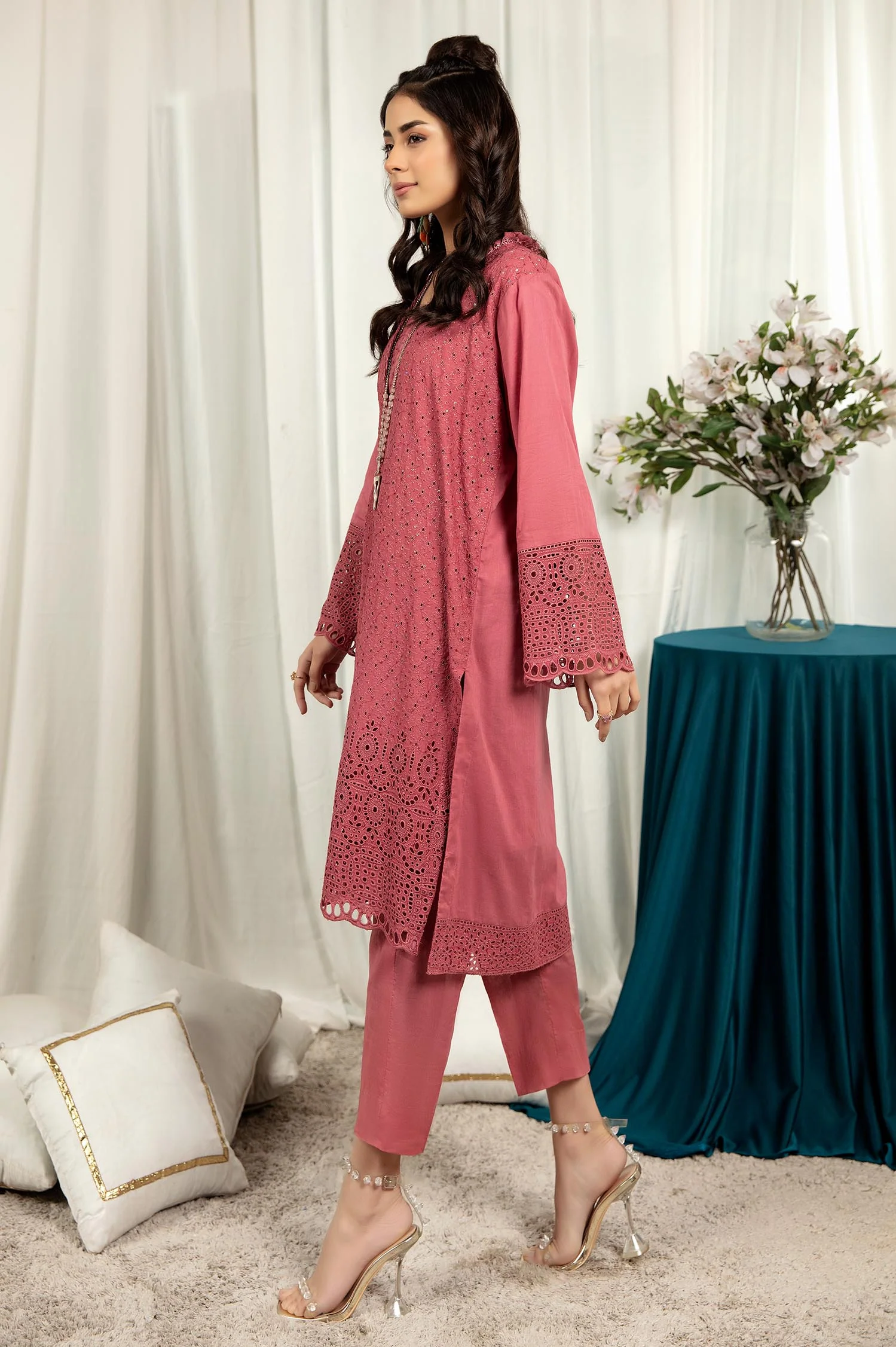 Chestnut - Embroidered Stitch Chikankari Kurti - Image 2