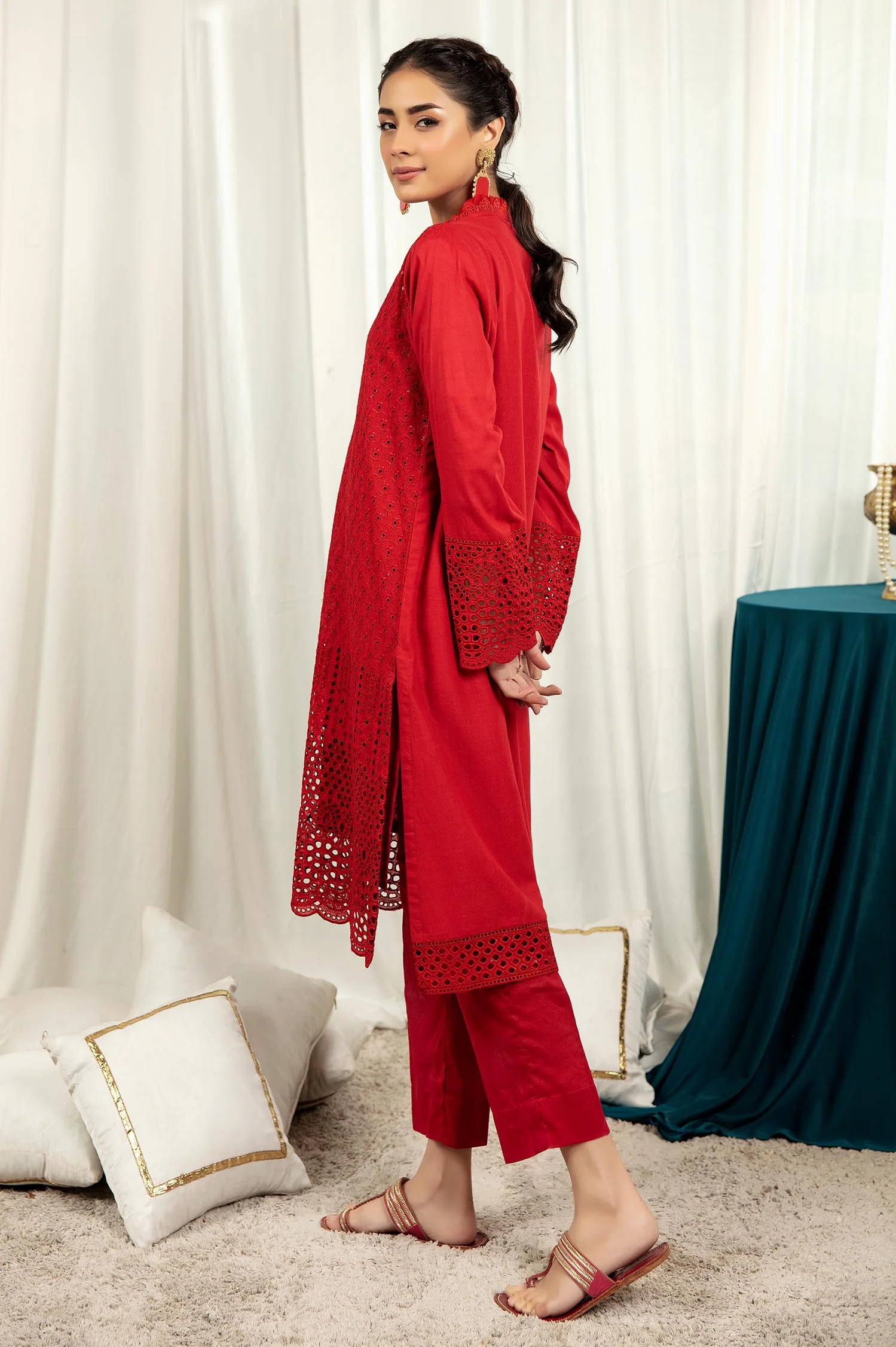 Chili Pepper - Embroidered Stitch Chikankari Kurti - Image 2