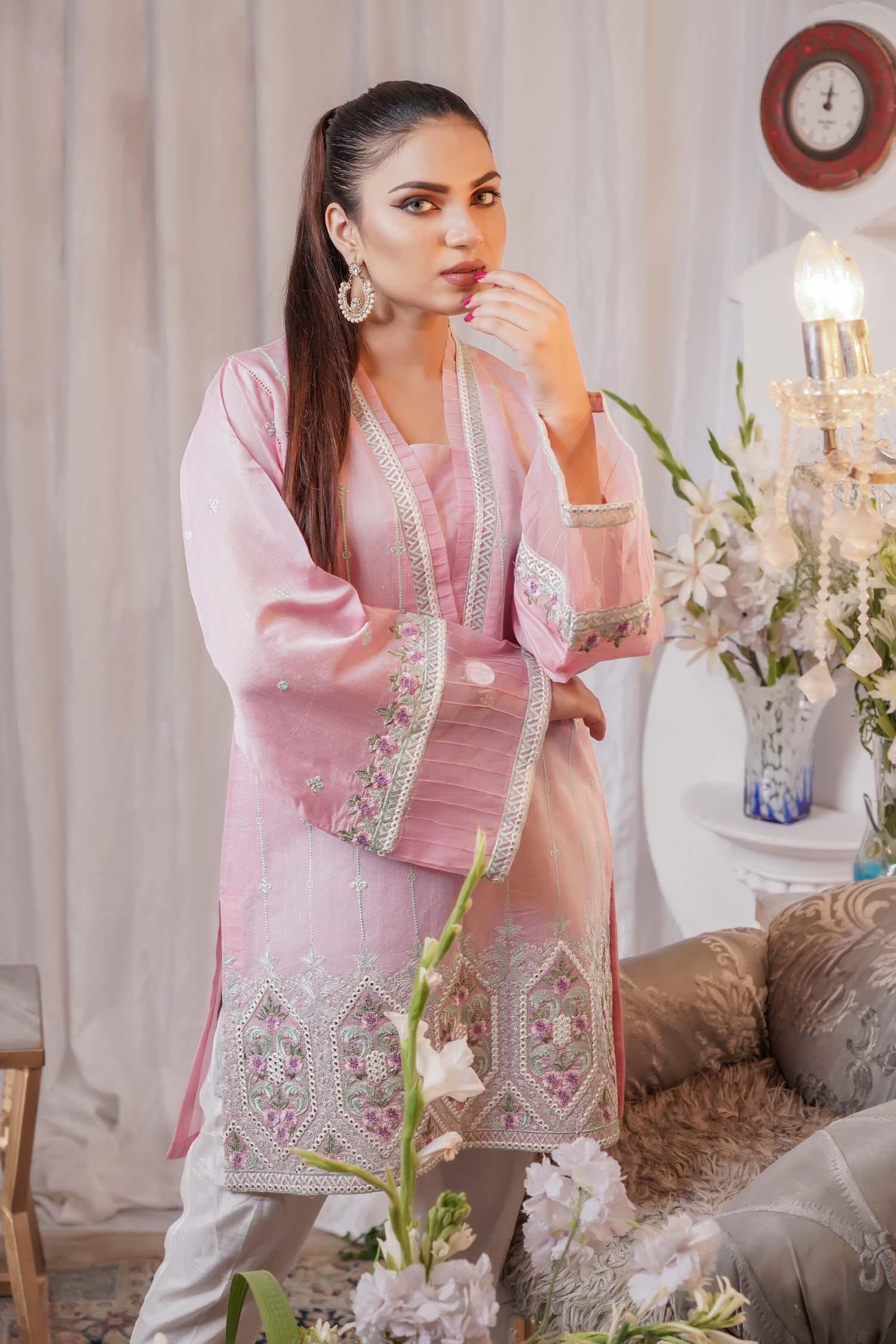 Chronic - Embroidered Paper Silk Stitch Kurti - Image 3