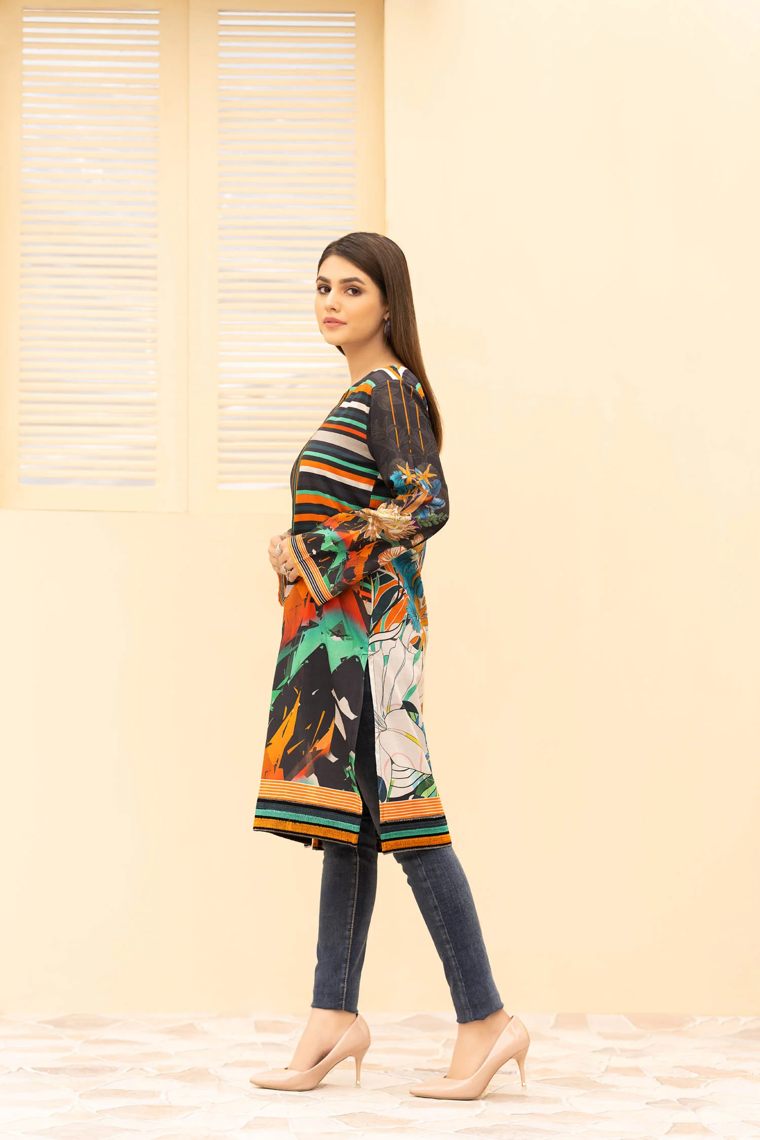 Cilka - Digital Printed Stitched Lawn Kurti - Image 3