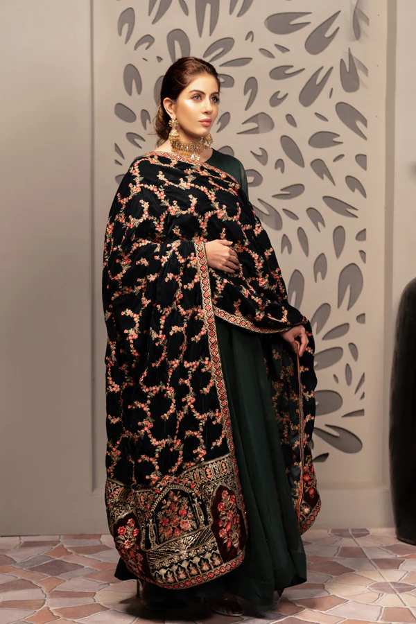 Cinder - Embroidered Velvet Shawl