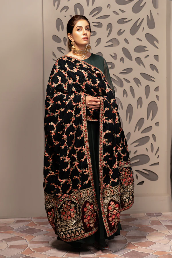 Cinder - Embroidered Velvet Shawl - Image 2