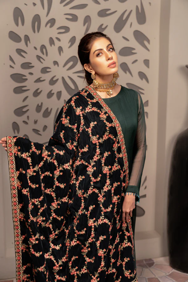 Cinder - Embroidered Velvet Shawl - Image 3