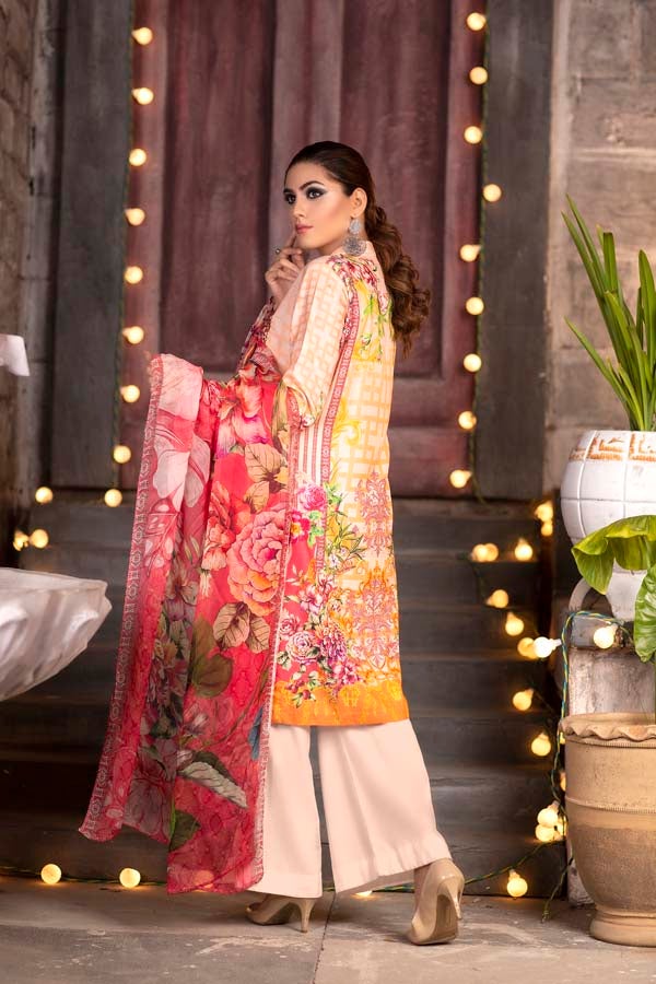 Cinnamon Satin - DIGITAL PRINTED & EMBROIDERED KARANDI 3PC - Image 2