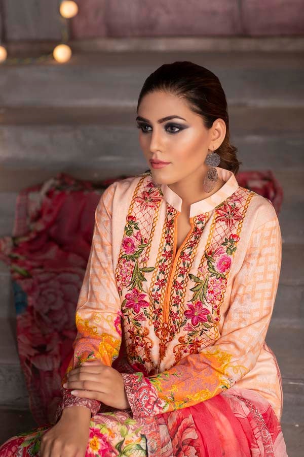 Cinnamon Satin - DIGITAL PRINTED & EMBROIDERED KARANDI 3PC - Image 3