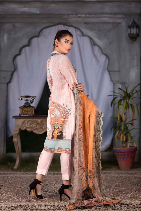 Clam Shell Digital Printed & Embroidered Karandi 3PC - Image 2