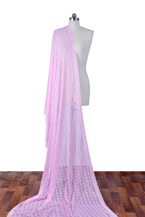 Classic Rose - Chikankeri Chiffon Dupatta