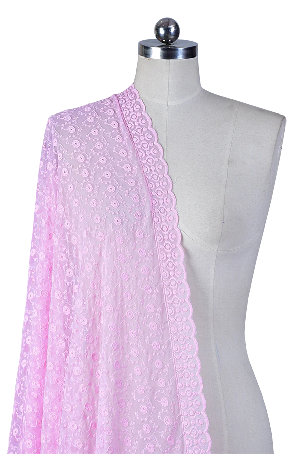 Classic Rose - Chikankeri Chiffon Dupatta - Image 2